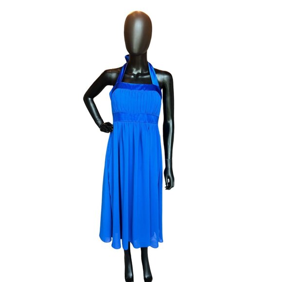 Blue Chiffon After Six Short Dress - Picture 1 of 5